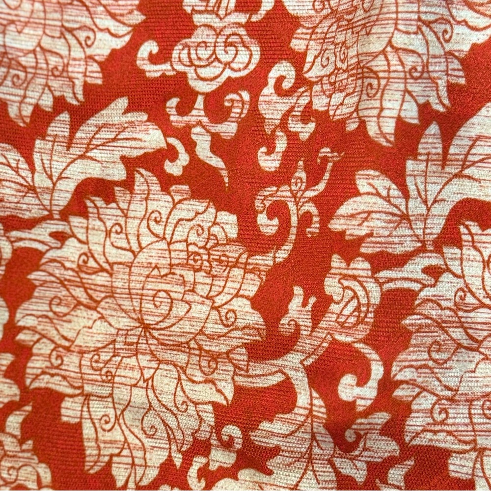 Anthropologie Skylar Surplice‎ Mini Dress Orange-Red Cream Flowers Size 8 - Picture 9 of 12